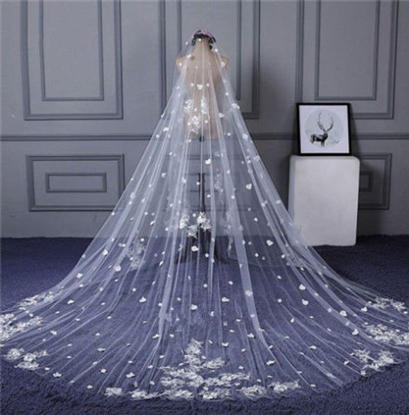 wedding veils 3m long cathedral length full lace edge appliqued 1t white ivory tulle bridal veils customized, Black
wedding veils 3m long cathedral length full lace edge appliqued 1t white ivory tulle bridal veils customized, Black
