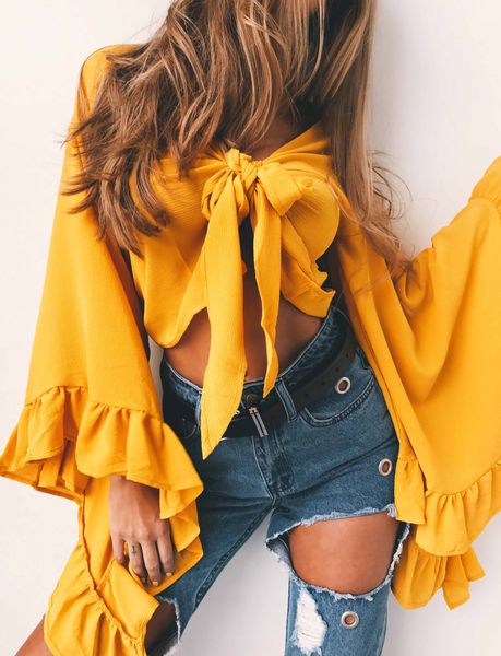 summer beach knot chiffon women blouse cover up v neck petal sleeve shirt casual crop for female black, White
summer beach knot chiffon women blouse cover up v neck petal sleeve shirt casual crop for female black, White