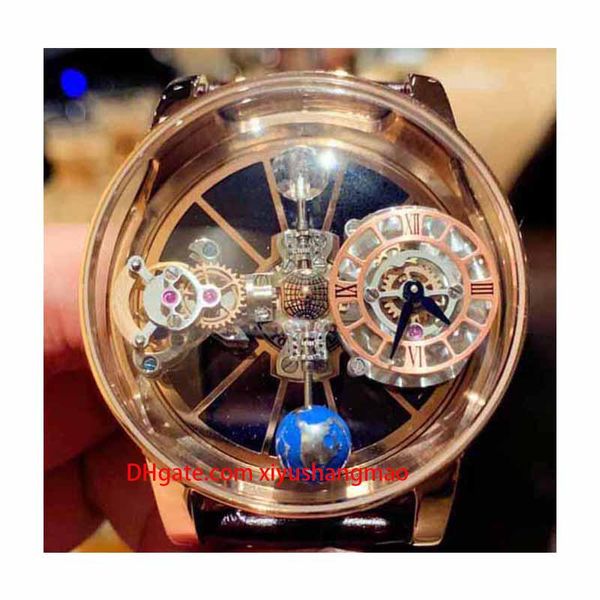 

luxury watches static version epic x chrono cr7 skeleton astronomical tourbillon dial swiss quartz mens watch silvery case leather designer, Slivery;brown