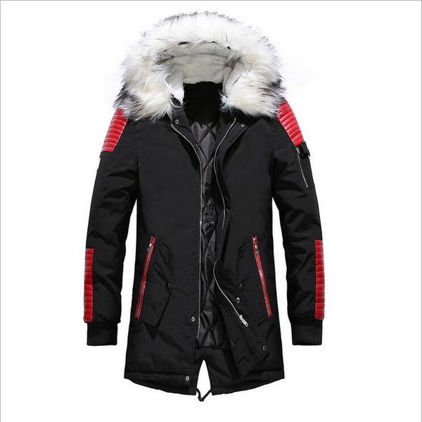 2019 winter men's cotton jacket casual big fur collar warm coat hooded splicing windbreaker long fur collar parkas, Black
2019 winter men's cotton jacket casual big fur collar warm coat hooded splicing windbreaker long fur collar parkas, Black