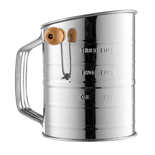 stainless steel crank style flour sifter, 3 cup, sift flour & dry ingredients for baking, manual crank | dishwasher safe
stainless steel crank style flour sifter, 3 cup, sift flour & dry ingredients for baking, manual crank | dishwasher safe
