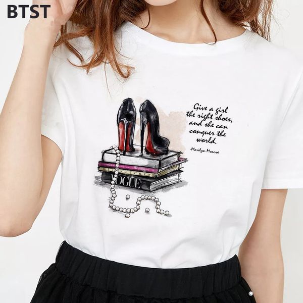 give a girl the right shoes and she can conquer the world casual tees casual slim tees cotton t-shirt for women plus size, White
give a girl the right shoes and she can conquer the world casual tees casual slim tees cotton t-shirt for women plus size, White