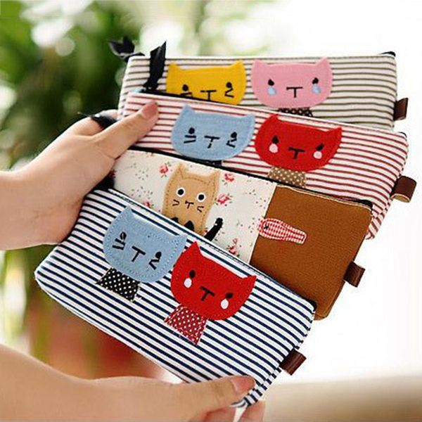 cute cross stripe cat canvas pencil case floral zipper pencil bag for kids stationery office school supplies escolar papelaria
cute cross stripe cat canvas pencil case floral zipper pencil bag for kids stationery office school supplies escolar papelaria