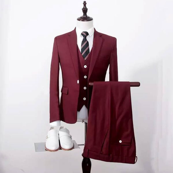 burgundy evening party formal men suits groom tuxedo three piece notched lapel 2019 classic style wedding groom tuxedos jacket pants vest, Black;gray
burgundy evening party formal men suits groom tuxedo three piece notched lapel 2019 classic style wedding groom tuxedos jacket pants vest, Black;gray