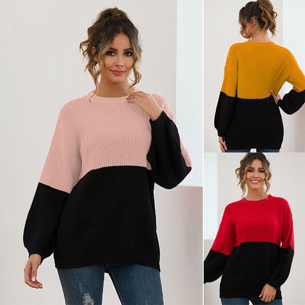 women's fashion o-neck patchwork color sweaters and pullovers 2019 autumn winter jumper loose casual female warm knitted sweater, White;black
women's fashion o-neck patchwork color sweaters and pullovers 2019 autumn winter jumper loose casual female warm knitted sweater, White;black
