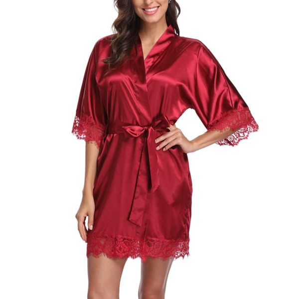 women sleepwear pajamas bathrobes satin robe nightgown 2019 new fashion lingerie night mini dress lace halt sleeve, Black;red
women sleepwear pajamas bathrobes satin robe nightgown 2019 new fashion lingerie night mini dress lace halt sleeve, Black;red