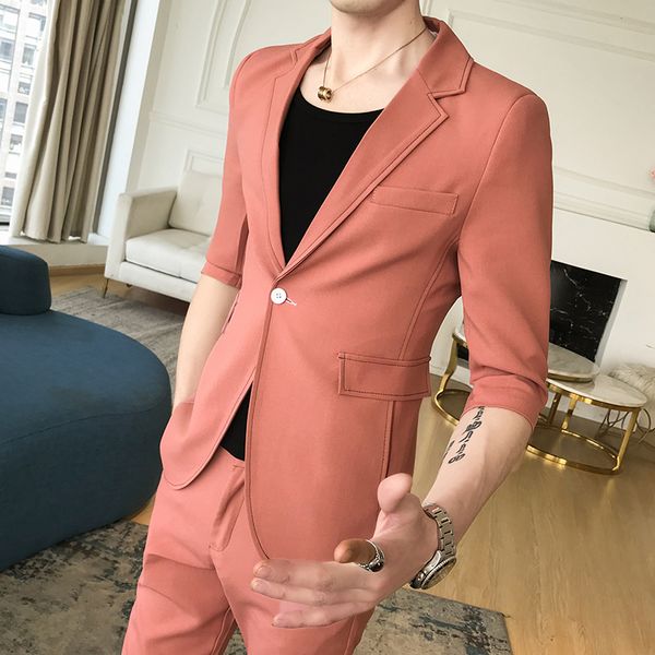 2019 summer coat male hair stylist small suit male slim five-point sleeve suit men's shirt sleeves thin section tide, White;black
2019 summer coat male hair stylist small suit male slim five-point sleeve suit men's shirt sleeves thin section tide, White;black