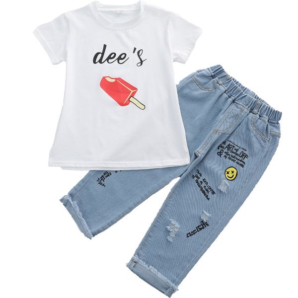 girl clothes set summer clothes for girl short sleeve print t shirt +ripped jeans shorts children outfits size 6 8 10 12 14years, White
girl clothes set summer clothes for girl short sleeve print t shirt +ripped jeans shorts children outfits size 6 8 10 12 14years, White