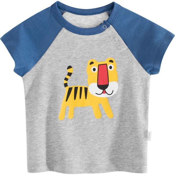 kids t-shirt short-sleeved casual summer children's clothing new stitching cartoon cotton boy clothes, Blue 
kids t-shirt short-sleeved casual summer children's clothing new stitching cartoon cotton boy clothes, Blue