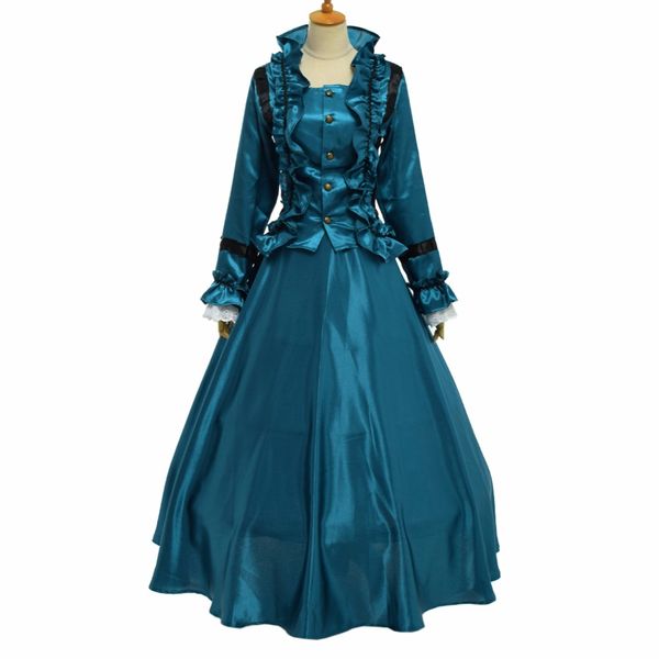 vintage gothic victorian dress long sleeve blue floor-length court ball gown with crinoline, Black;red
vintage gothic victorian dress long sleeve blue floor-length court ball gown with crinoline, Black;red
