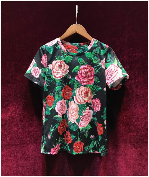 european and american women's clothing 2020 summer new style vintage rose print heavy duty beaded round neck short sleeve t-shirt, White
european and american women's clothing 2020 summer new style vintage rose print heavy duty beaded round neck short sleeve t-shirt, White