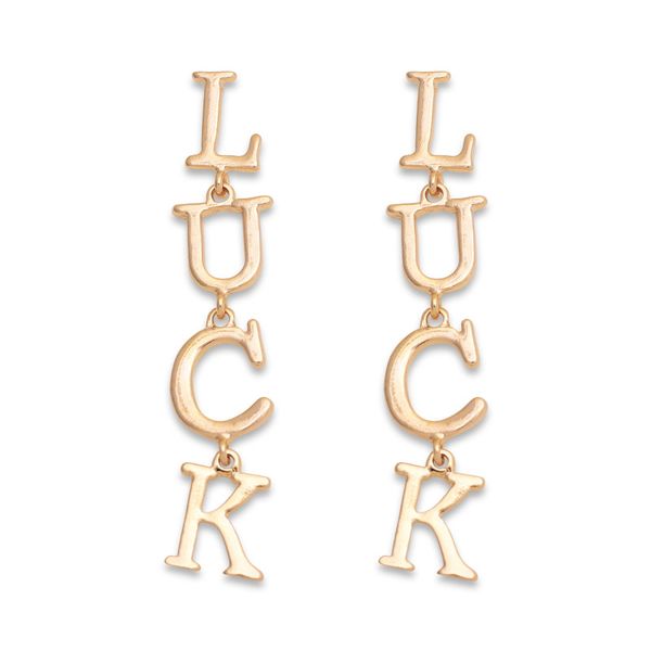 luxury fashion creative design metal letter lucky luck lady drop earrings party dress jewelry accessories cne fast shipping, Silver
luxury fashion creative design metal letter lucky luck lady drop earrings party dress jewelry accessories cne fast shipping, Silver