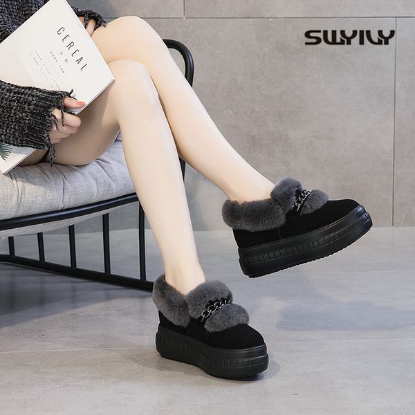 swyivy snow boots shoes women winter warm fur sneakers genuine leather 2019 new female platform ankle boots winter shoes female, Black
swyivy snow boots shoes women winter warm fur sneakers genuine leather 2019 new female platform ankle boots winter shoes female, Black