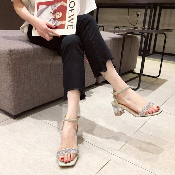 fairy style 2020 summer new wild word buckle rhinestone open toe high heels crystal thick heel sandals female z731, Black 
fairy style 2020 summer new wild word buckle rhinestone open toe high heels crystal thick heel sandals female z731, Black