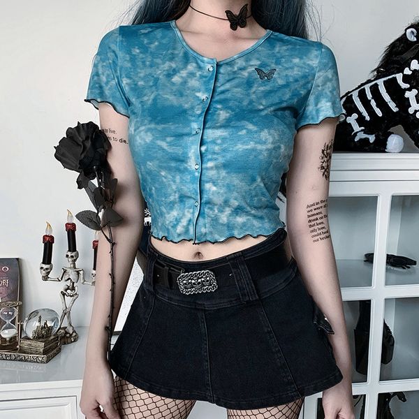 2020 short slim section cardigan t-shirt tie-dye printed butterfly embroidered for women, White
2020 short slim section cardigan t-shirt tie-dye printed butterfly embroidered for women, White