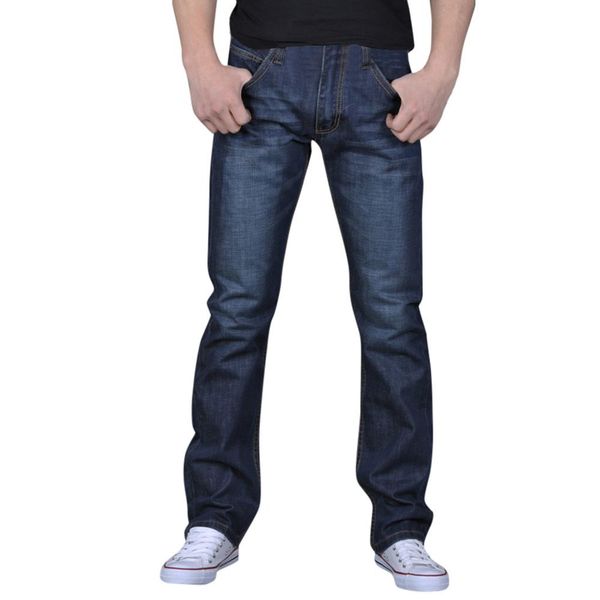 

men's jeans slim fit denim scratched pure color cotton vintage wash hip hop work trousers pants more sizes, Blue