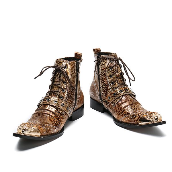 italian men ankle boots metal pointed toe men short male paty prom shoes genuine leather gold lace up motorcycle cowboy boots, Black
italian men ankle boots metal pointed toe men short male paty prom shoes genuine leather gold lace up motorcycle cowboy boots, Black