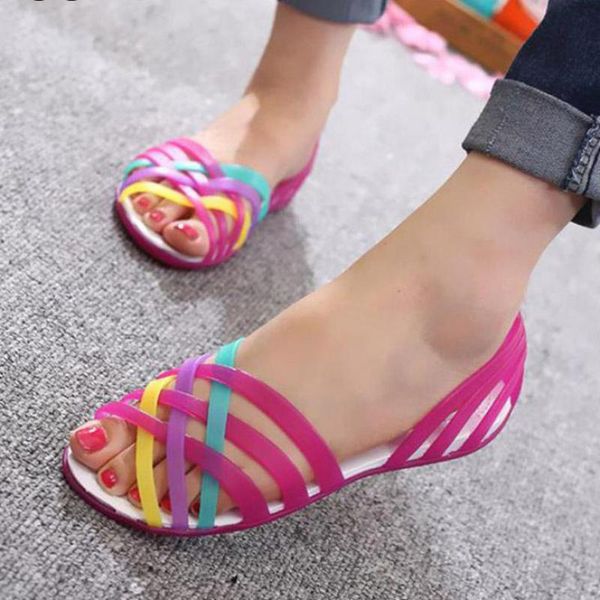 women jelly shoes rainbow summer sandals female flat shoes ladies slip on woman candy color peep toe women's beach 2020, Black
women jelly shoes rainbow summer sandals female flat shoes ladies slip on woman candy color peep toe women's beach 2020, Black