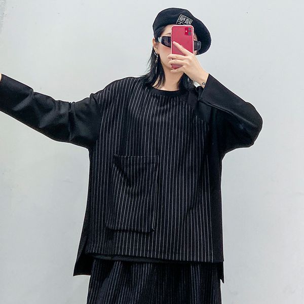 women black striped pocket split big size t-shirt new round neck long sleeve fashion tide spring autumn 2019 1m634, White
women black striped pocket split big size t-shirt new round neck long sleeve fashion tide spring autumn 2019 1m634, White