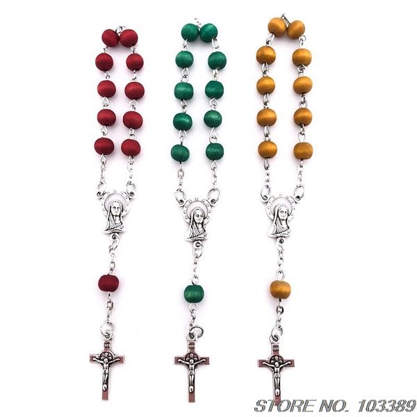 12pcs/pack 6mm wooden rosary bracelet,perfumed wood bead bracelets with rose scent, virgin mary centerpiece and benedict cross, Black
12pcs/pack 6mm wooden rosary bracelet,perfumed wood bead bracelets with rose scent, virgin mary centerpiece and benedict cross, Black