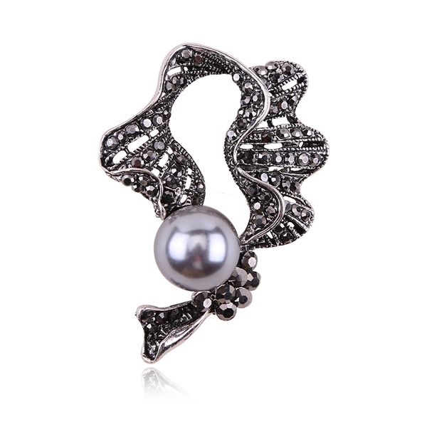elegant jewelry vintage scarf brooches pin imitation gun black pearl rhinestones flower brooch women's clothing accessories, Gray
elegant jewelry vintage scarf brooches pin imitation gun black pearl rhinestones flower brooch women's clothing accessories, Gray