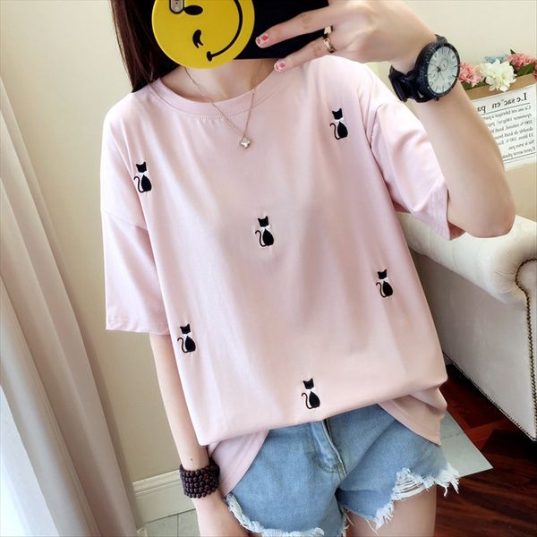 women's summer 2019 loose women's short sleeves t-shirt embroidery ins korean embroidery pink chic hong kong style t-shirt fashion, White
women's summer 2019 loose women's short sleeves t-shirt embroidery ins korean embroidery pink chic hong kong style t-shirt fashion, White