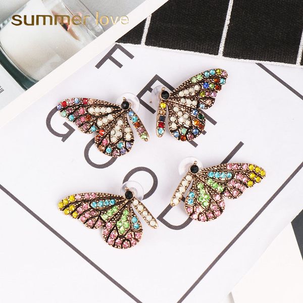 colorful crystal butterfly wing stud earring for women elegant gold plating earring trendy party wedding jewelry, Golden;silver
colorful crystal butterfly wing stud earring for women elegant gold plating earring trendy party wedding jewelry, Golden;silver