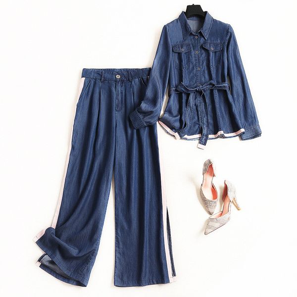 casual two piece pants suit set women 2019 spring designer fashion long sleeve blue denim jeans trousers sets, White
casual two piece pants suit set women 2019 spring designer fashion long sleeve blue denim jeans trousers sets, White