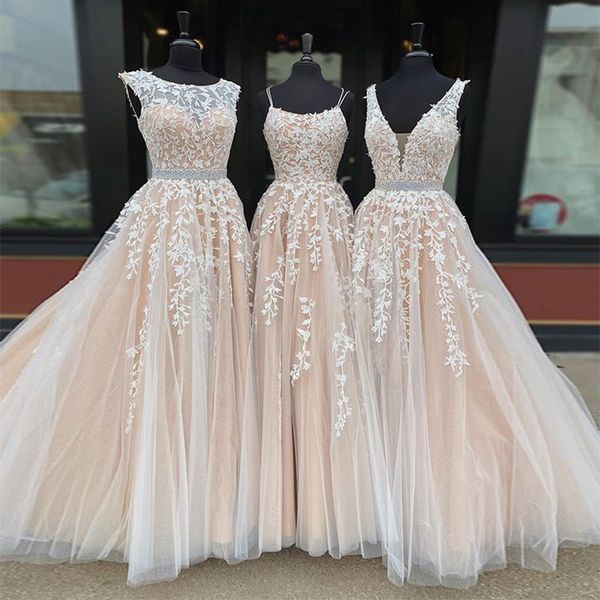 sleeveless a line appliques sequin beaded floor length blush prom dress, White;black
sleeveless a line appliques sequin beaded floor length blush prom dress, White;black
