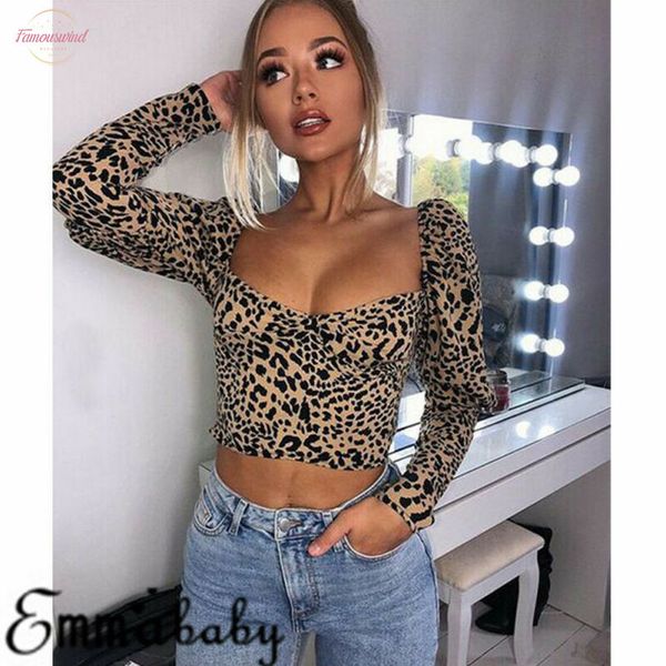 women leopard crop blouse ladies deep u collar long sleeve printing long sleeve shirts pullovers high street slim blusa chemise, White
women leopard crop blouse ladies deep u collar long sleeve printing long sleeve shirts pullovers high street slim blusa chemise, White