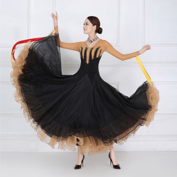 long sleeve waltz dancing dress women modern ballroom competition dance dresses standard ballroom dance skirt, Black;red
long sleeve waltz dancing dress women modern ballroom competition dance dresses standard ballroom dance skirt, Black;red