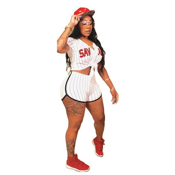 striped letter casual two piece set plus size summer outfits t shirt crop and shorts women tracksuit female fitness, Gray
striped letter casual two piece set plus size summer outfits t shirt crop and shorts women tracksuit female fitness, Gray