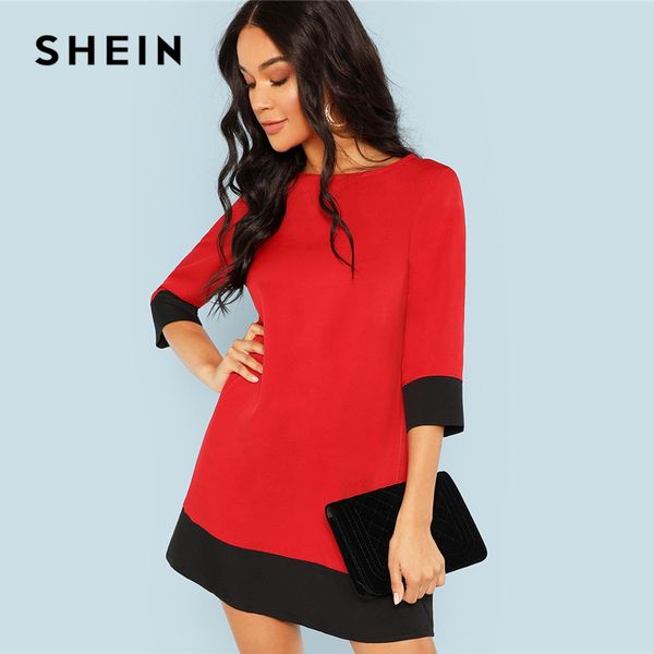shein red contrast trim tunic dress workwear colorblock 3/4 sleeve short dresses women autumn elegant straight mini dresses, Black;gray
shein red contrast trim tunic dress workwear colorblock 3/4 sleeve short dresses women autumn elegant straight mini dresses, Black;gray
