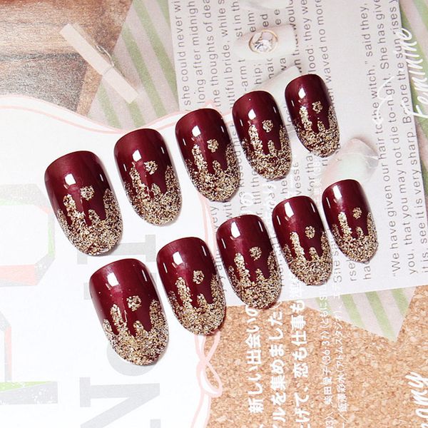 durable 24 pcs/ set charming fake nail shimmer glitter design nail art false tips full cover nails art tips, Red;gold
durable 24 pcs/ set charming fake nail shimmer glitter design nail art false tips full cover nails art tips, Red;gold