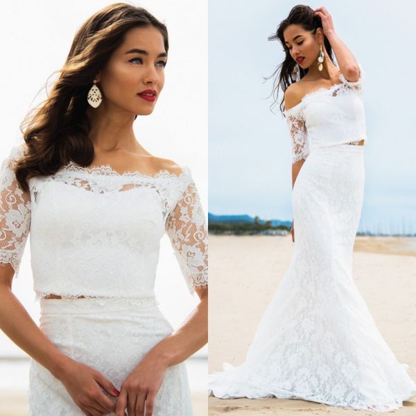 mermaid wedding dresses two peice suit off shoulder 1/2 sleeve appliques lace wedding gowns sweep train bridal dresses, White
mermaid wedding dresses two peice suit off shoulder 1/2 sleeve appliques lace wedding gowns sweep train bridal dresses, White