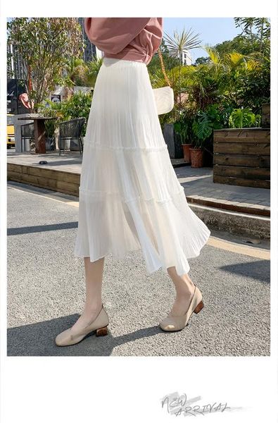 spring summer women pleated skirt vintage casual chiffon high waist long skirts ladies patchwork midi saia black white faldas
spring summer women pleated skirt vintage casual chiffon high waist long skirts ladies patchwork midi saia black white faldas
