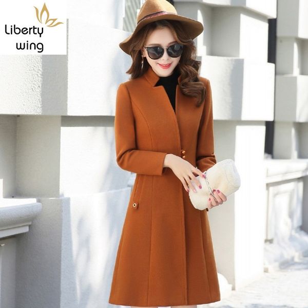 fashion women plus size winter long coat beads single breasted slim fit autumn ladies stand collar woolen blends trench coats, Black
fashion women plus size winter long coat beads single breasted slim fit autumn ladies stand collar woolen blends trench coats, Black