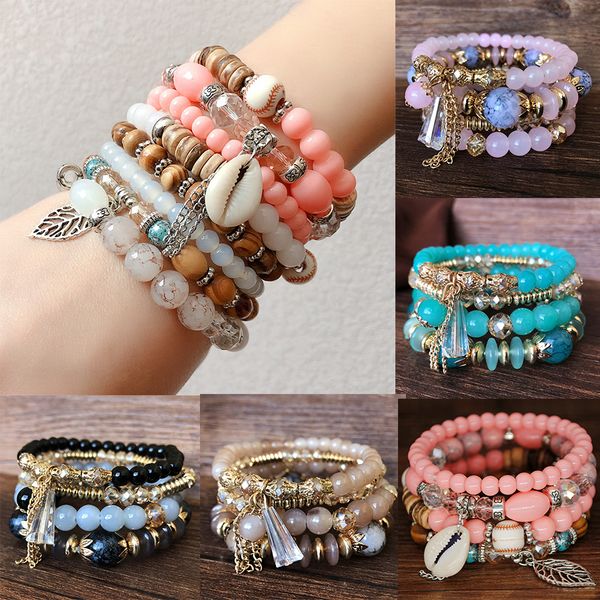 4pcs/set bohemian multilayer crystal beads bracelets & bangles seashell leaf tassel charm jewelry for women gift pulseras mujer, Black
4pcs/set bohemian multilayer crystal beads bracelets & bangles seashell leaf tassel charm jewelry for women gift pulseras mujer, Black