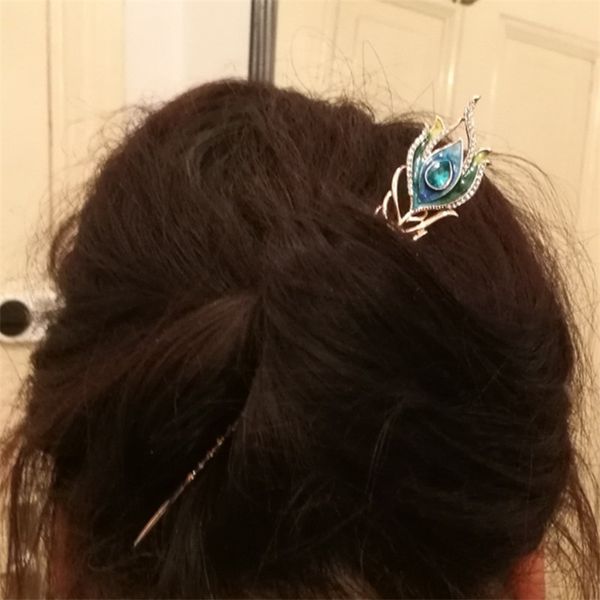 3 color enamel peacock feather hair sticks girls wedding hair jewelry crystal hairpin ornaments golden clip gifts, Golden;white 
3 color enamel peacock feather hair sticks girls wedding hair jewelry crystal hairpin ornaments golden clip gifts, Golden;white