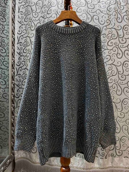 2019 early autumn new women's wear round neck nail drill knitted decorative long loose 100-tie sweater knitted sweater 1001, White;black
2019 early autumn new women's wear round neck nail drill knitted decorative long loose 100-tie sweater knitted sweater 1001, White;black