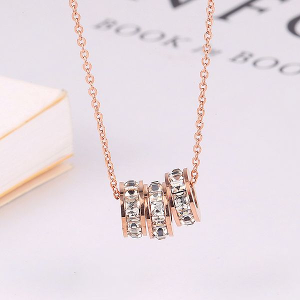 womens luxury design handmade rose gold 3 crystal circle pendant stainless steel chain necklace, Silver
womens luxury design handmade rose gold 3 crystal circle pendant stainless steel chain necklace, Silver