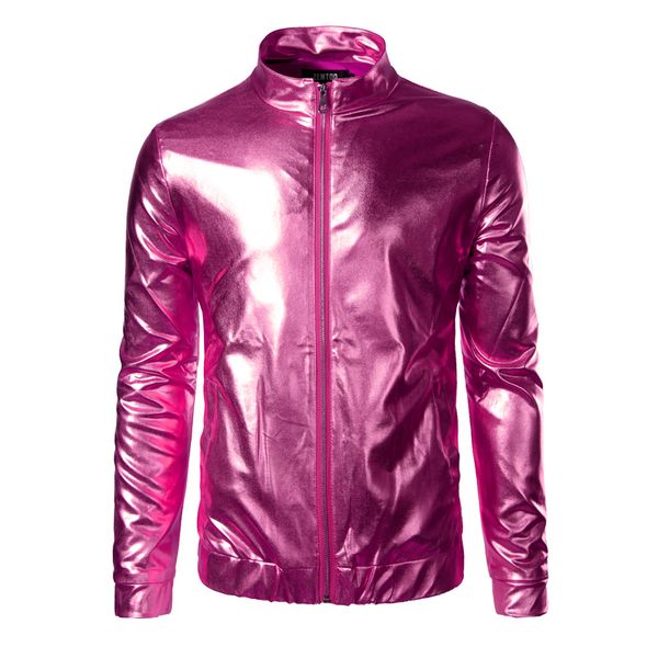 rose red shiny metallic jacket men/women 2017 brand design night club stand collar lightweight mens jacket and coats for singer, Black;brown
rose red shiny metallic jacket men/women 2017 brand design night club stand collar lightweight mens jacket and coats for singer, Black;brown