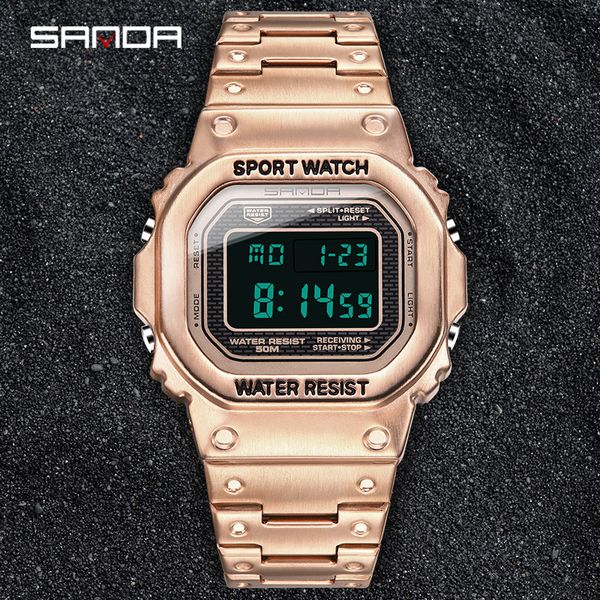 sanda men sports watch electronic led fashion waterproof watches multi-function square dial stainless steel watch band drop ship, Slivery;brown
sanda men sports watch electronic led fashion waterproof watches multi-function square dial stainless steel watch band drop ship, Slivery;brown