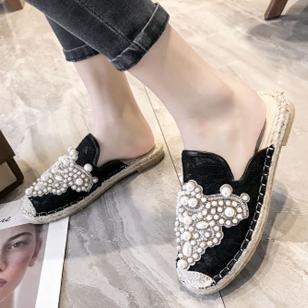 women round toe flats woman sewing slides women's fashion pearl loafers female comfortable footwear low heels, Black
women round toe flats woman sewing slides women's fashion pearl loafers female comfortable footwear low heels, Black
