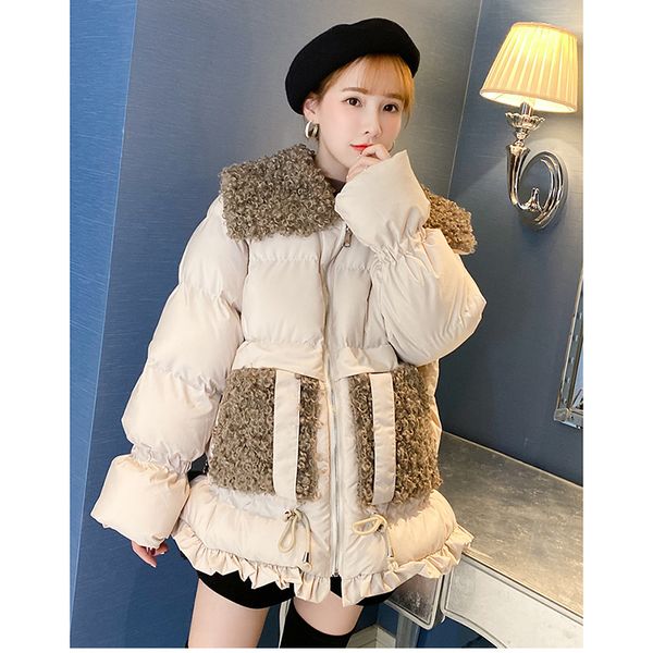 2020 autumn winterlamb patchwork turn-down collar loose women female lady cotton thick warm jacket outerwear m50, Black
2020 autumn winterlamb patchwork turn-down collar loose women female lady cotton thick warm jacket outerwear m50, Black