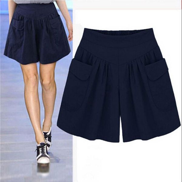 women loose elastic waist wide leg with pockets casual culottes shorts for summer ik88, White;black
women loose elastic waist wide leg with pockets casual culottes shorts for summer ik88, White;black
