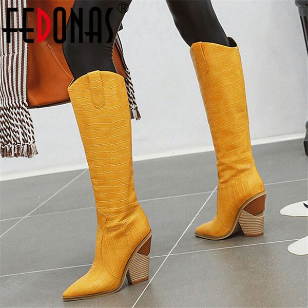 fedonas female synthetic leather western boots winter women knee high boots night club shoes woman big size chunky heels, Black
fedonas female synthetic leather western boots winter women knee high boots night club shoes woman big size chunky heels, Black