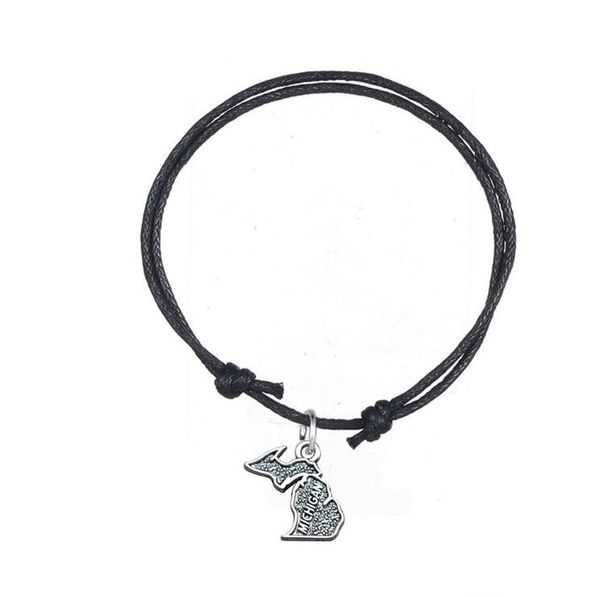 gx066 vintage antique silver plated michigan map charm wax cord bracelets multi colors jewelry accessories for gift, Golden;silver
gx066 vintage antique silver plated michigan map charm wax cord bracelets multi colors jewelry accessories for gift, Golden;silver