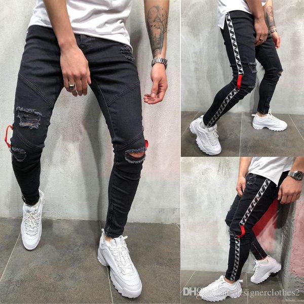 mens black 19ss biker jeans ripped distressed spring summer pencil pants hombres jean pantalones, Blue
mens black 19ss biker jeans ripped distressed spring summer pencil pants hombres jean pantalones, Blue