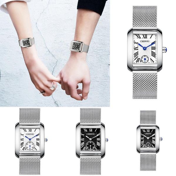 fashion classic square watches dial couple lovers quartz wristwatch delicate steel strap men women watch, Slivery;brown
fashion classic square watches dial couple lovers quartz wristwatch delicate steel strap men women watch, Slivery;brown